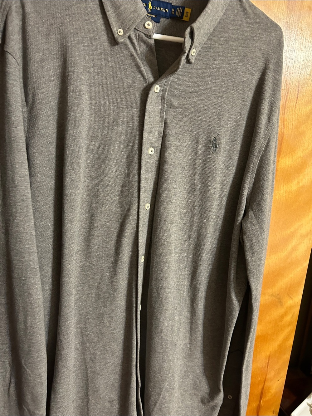 Ralph Lauren Men's Heather Gray Button-Down Polo Shirt